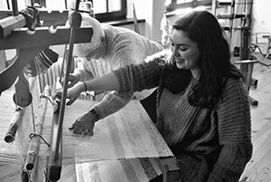 Rachel Roberts, Learning how to weave a traditional rug in Slovakia