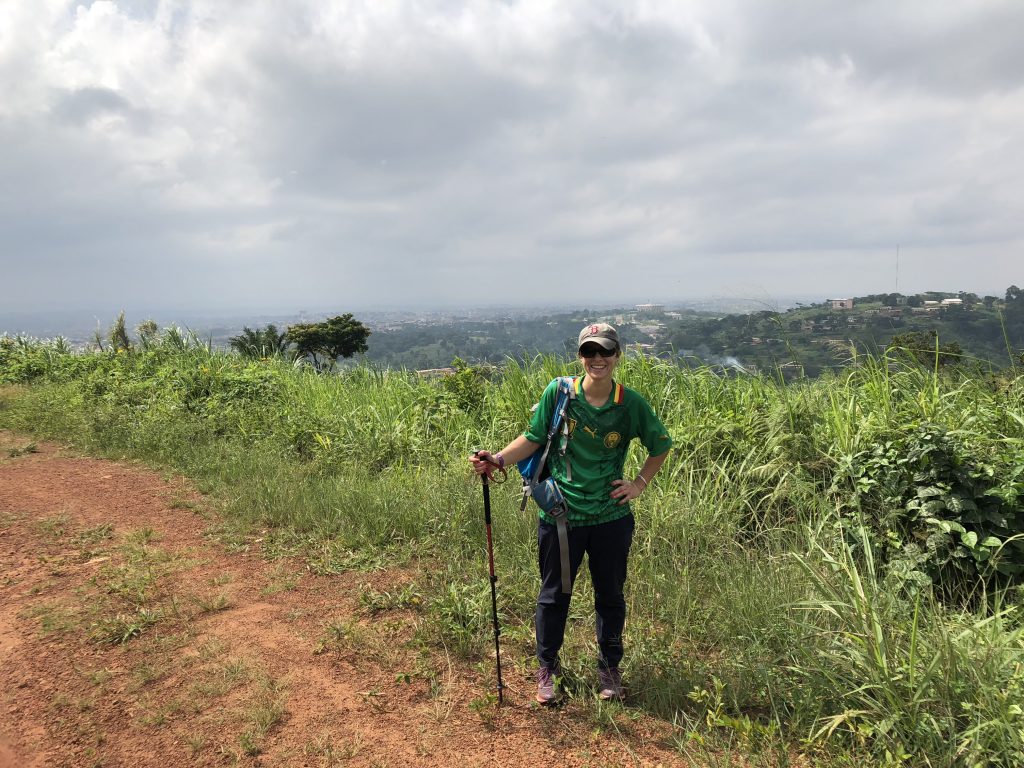 SIT alumna Sasha Lansky hiking in Cameroon